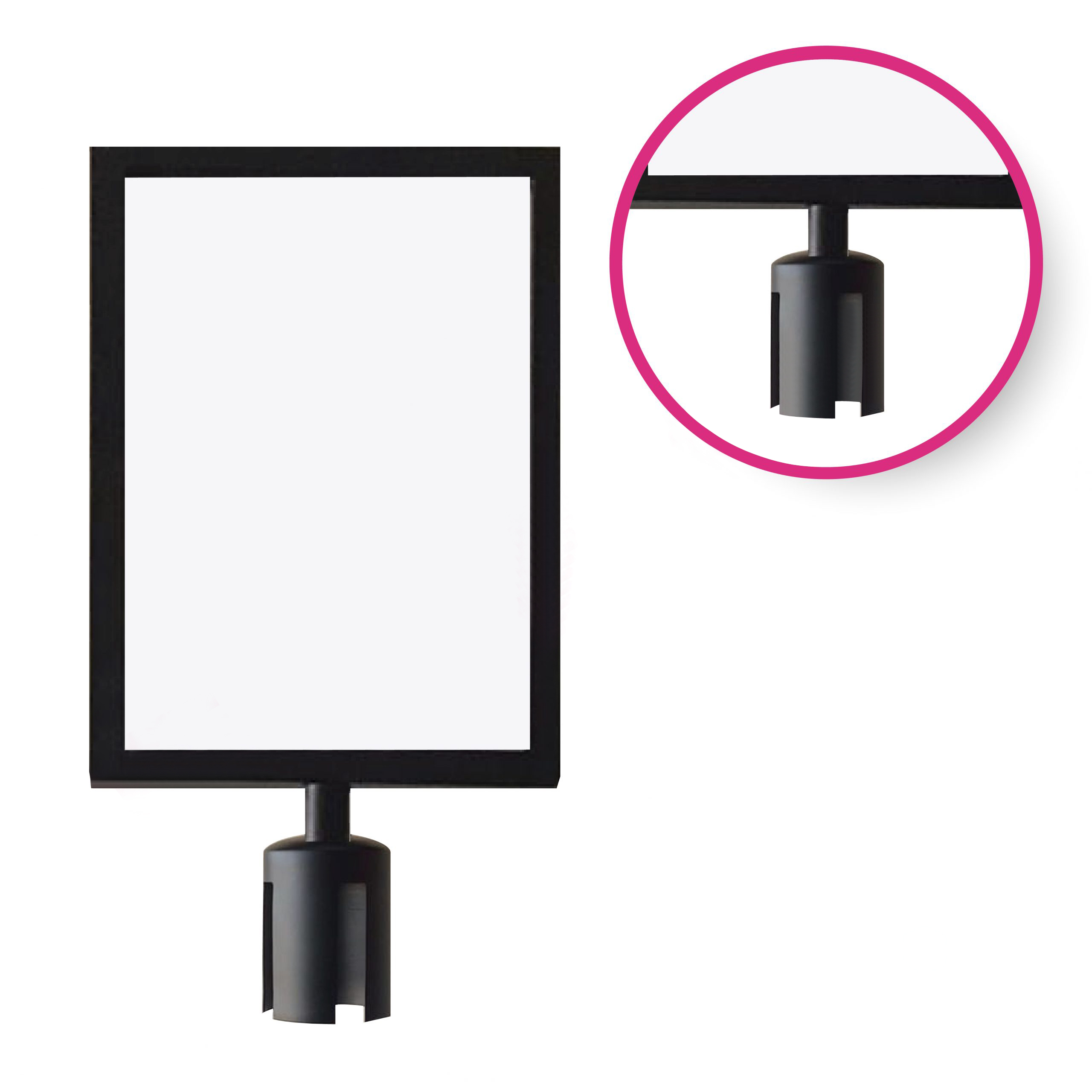PORTA GRAFICA VERTICAL NEGRA PARA SEPARADOR CON CINTA RETRACTIL
